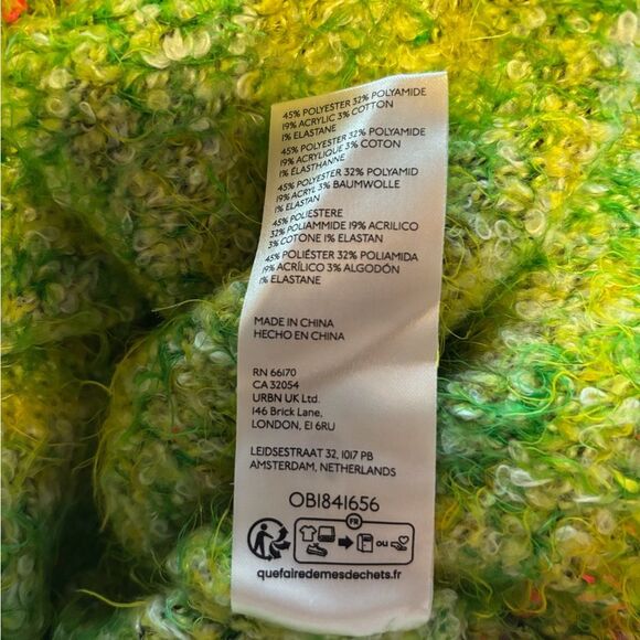 NWT free people stardust pullover lemon lime green yellow fuzzy mock sweater - Picture 6 of 7